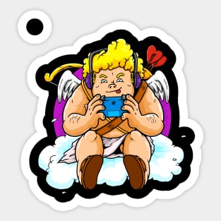 Funny Gamer Cupid Teenage Boys Girls Gaming Valentine Day Sticker